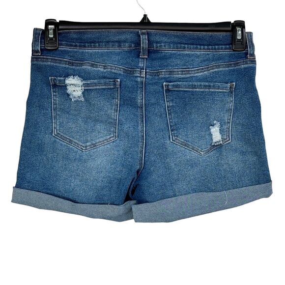Time & Tru Large (12-14) Maternity Jean Shorts Side Panels Whisker Stretch Cuff - Picture 4 of 7